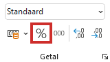 Percentages bereken in Excel